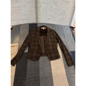 CRTV LTRCY Upcycled Tarot Skeleton Blazer Jacket Womens 10 L Amoureux Plaid Grey